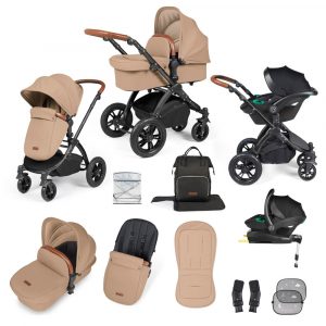 ickle bubba stomp luxe i-size isofix all in one travel system black desert tan handle