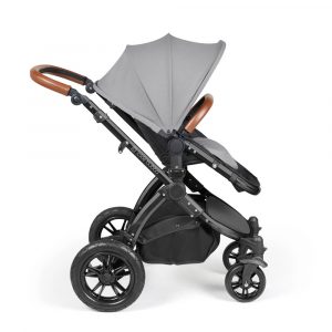 ickle bubba stomp luxe i-size isofix all in one travel system black pearl grey tan handle