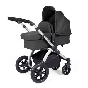 ickle bubba stomp luxe i-size isofix all in one travel system silver charcoal grey black handle