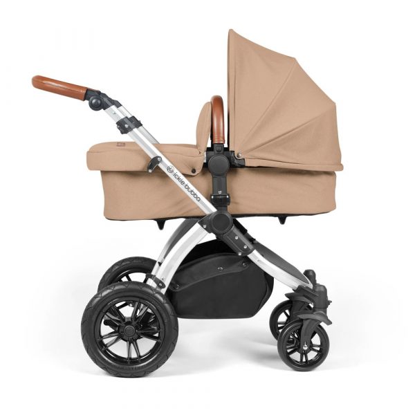 ickle bubba stomp luxe i-size isofix all in one travel system silver desert tan handle