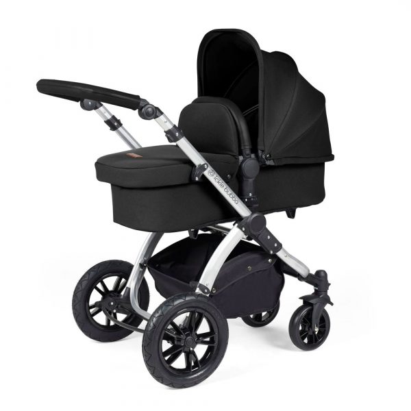 ickle bubba stomp luxe i-size isofix all in one travel system silver midnight black handle