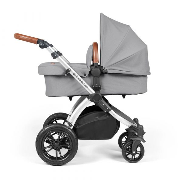 ickle bubba stomp luxe i-size isofix all in one travel system silver pearl grey tan handle