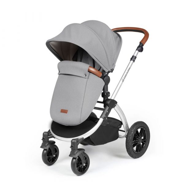 ickle bubba stomp luxe i-size isofix all in one travel system silver pearl grey tan handle