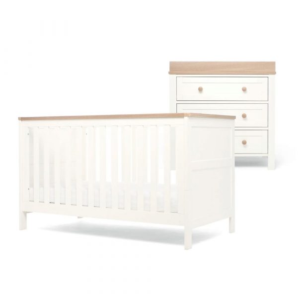mamas papas wedmore 2 piece cotbed dresser changer white natural