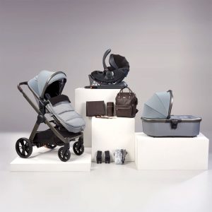 bababing raffi full travel system duck egg blue with isofix base free rockout swing
