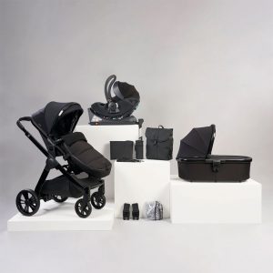 bababing raffi premium full travel system with isofix base free rockout swing gloss black