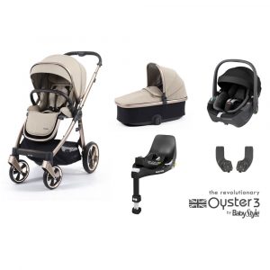 babystyle oyster 3 essential 5-piece maxi cosi pebble 360 travel system bundle creme brulee