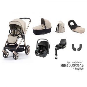 babystyle oyster 3 luxury 7 piece maxi cosi pebble 360 travel system bundle creme brulee