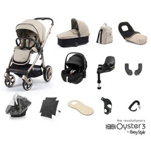 babystyle oyster 3 ultimate 12 piece maxi cosi pebble 360 travel system bundle creme brulee